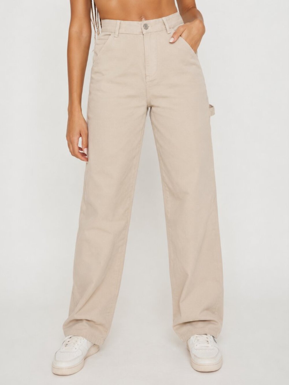 Garage Beige Carpenter Pants – 100% Cotton Wide Leg Utility Fit – Size 5